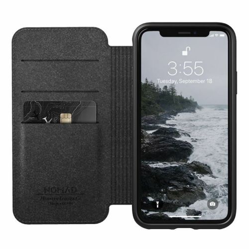 Nomad Folio, Leather, Rugged, Black, iPhone XS Max